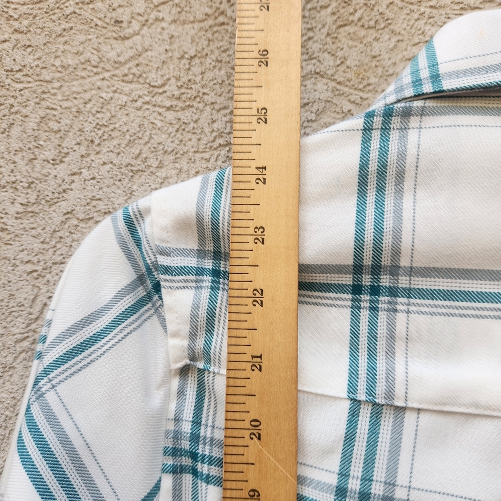 DIXXON Flannel Women's Whistler Blouse Small Plaid White Green Western Top - Picture 9 of 13